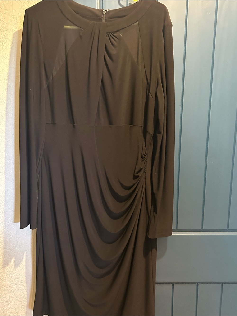 Ralph Lauren Black Long-Sleeve Draped Side-Ruche Dress